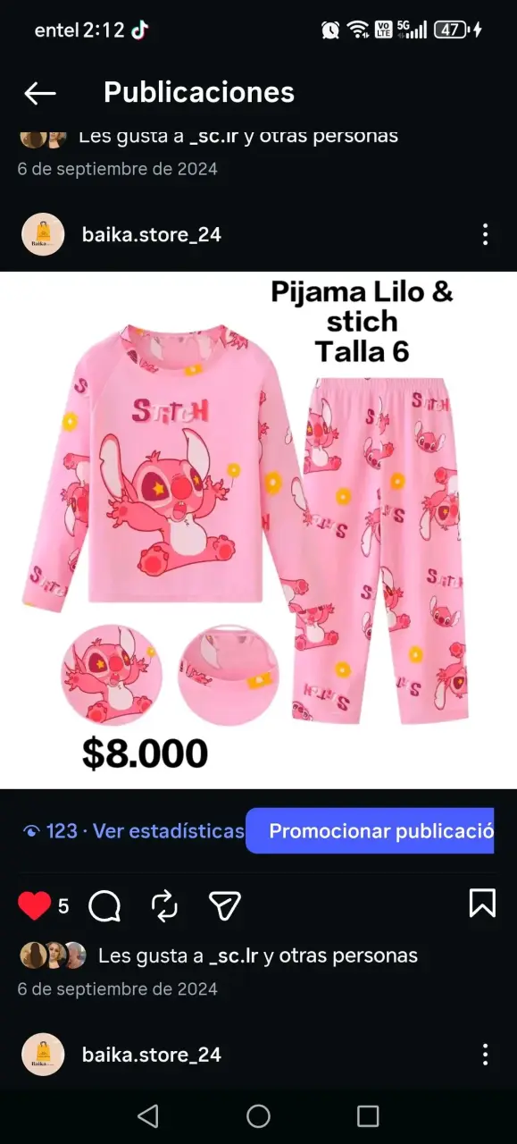 Pijama infantil Stitch azul talla 6 - 2