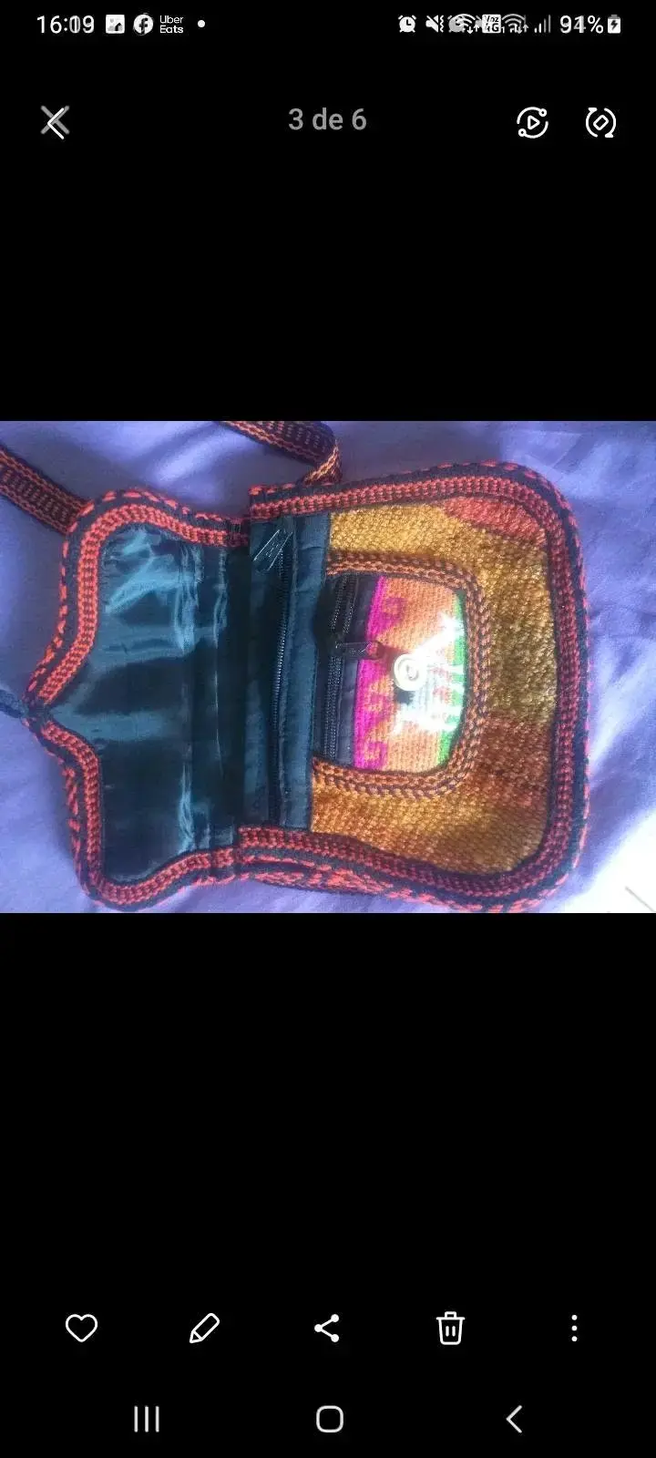 Cartera tejida multicolor con correa larga - 2