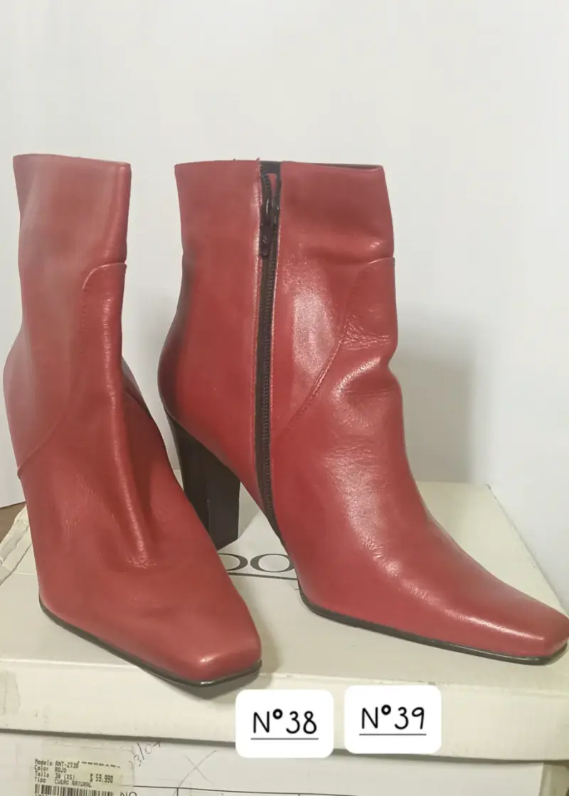 Botines de cuero en tonos marrón y rojo - 3