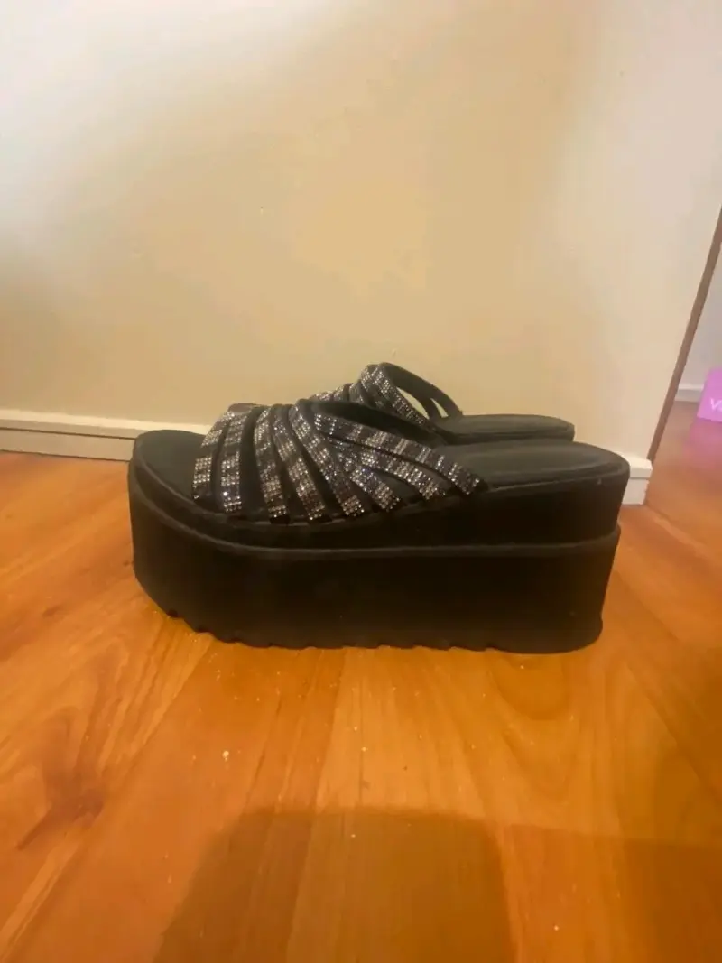 Botas negras de cuero con plataforma - 3