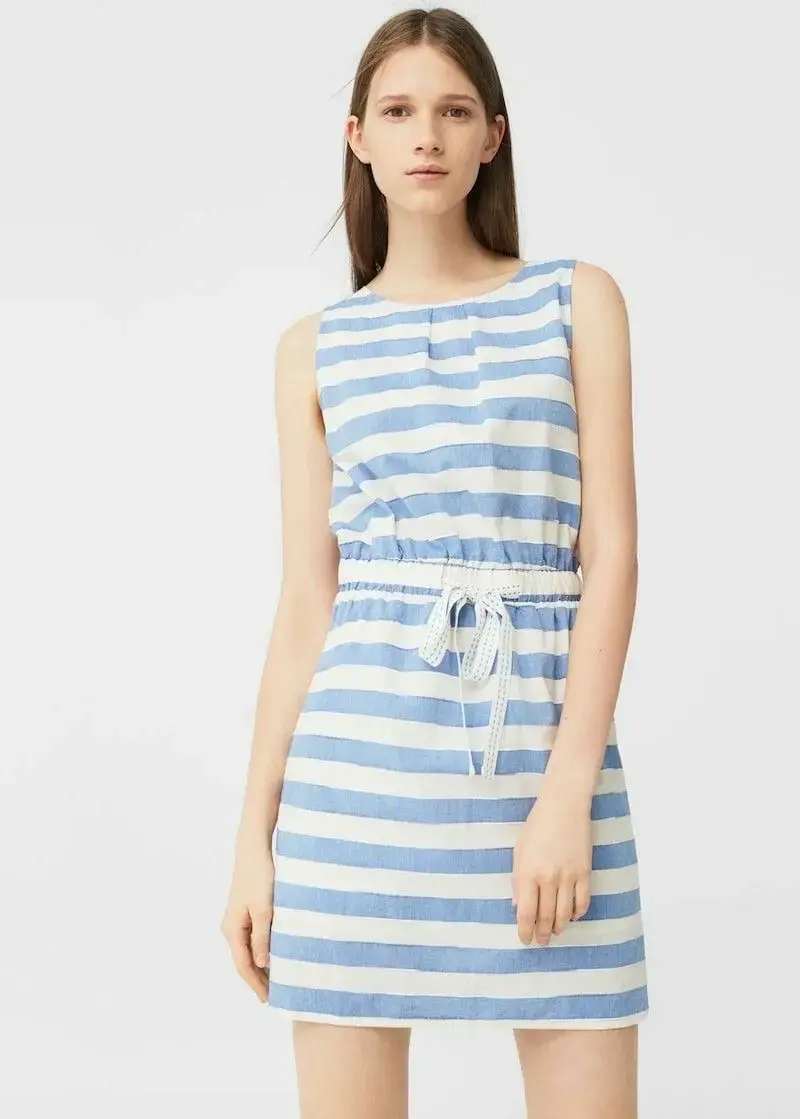Vestido Mango corto a rayas azul y blanco - 1