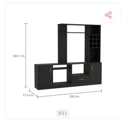 Estante Bar TV Tuhome Kava Wengue con Botelleros - miniatura 2