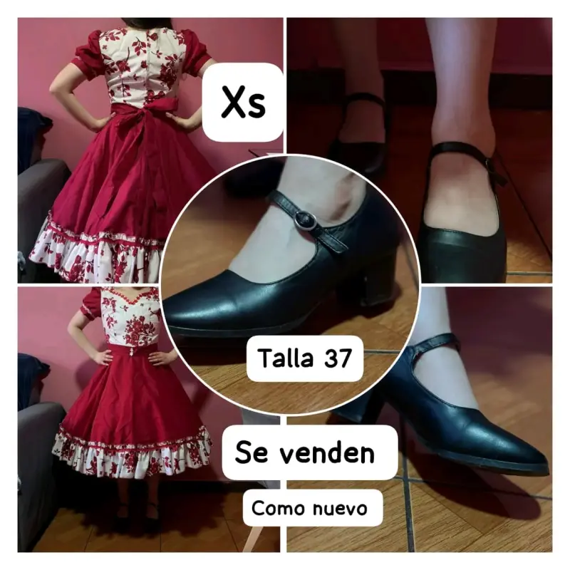 Zapatos de tacón bajo negros con correa - 4