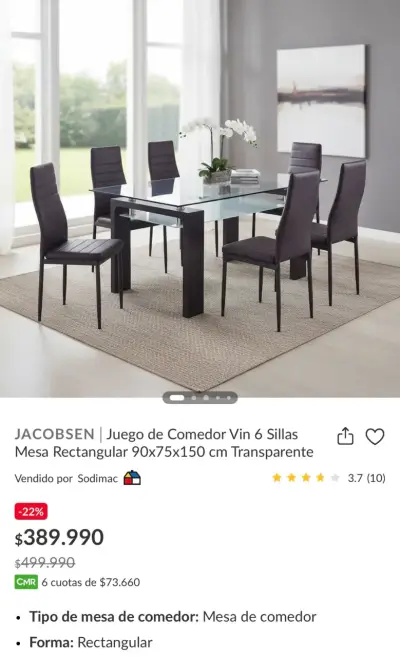 Mesa comedor 90x75x150 - miniatura 1