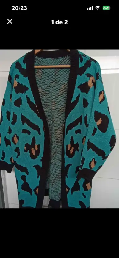 Cárdigan de punto con estampado animal print - miniatura 1