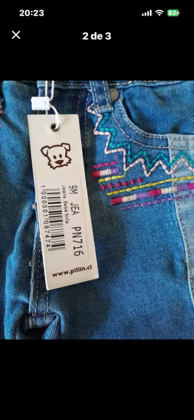 Jeans de bebé con diseño bordado - miniatura 2