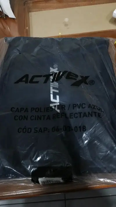 Poncho impermeable azul con cinta reflectante Activex - miniatura 1