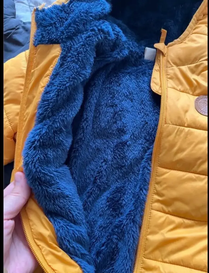 Chaqueta acolchada amarilla para niño con capucha - 2