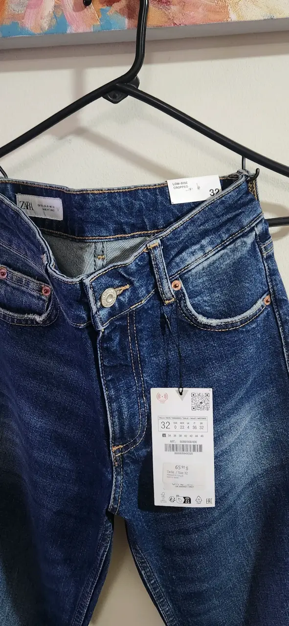 Jeans Zara Straight Crop Slim Fit Talla 32 - 1