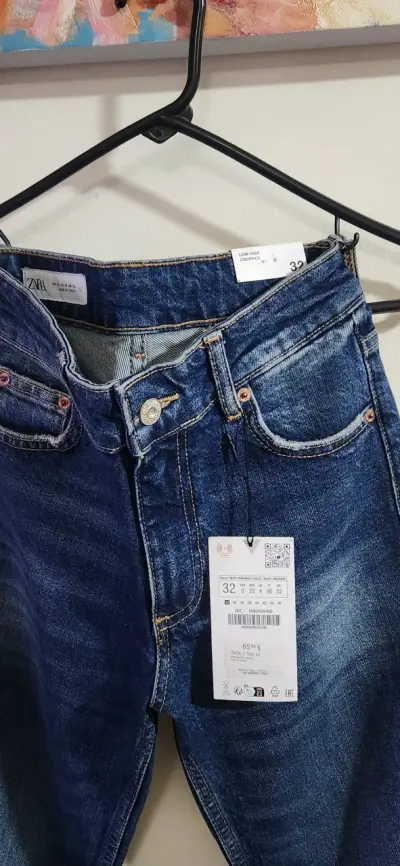Jeans Zara Straight Crop Slim Fit Talla 32 - miniatura 1