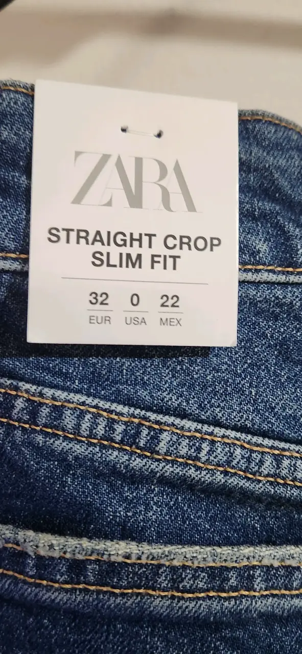 Jeans Zara Straight Crop Slim Fit Talla 32 - 3