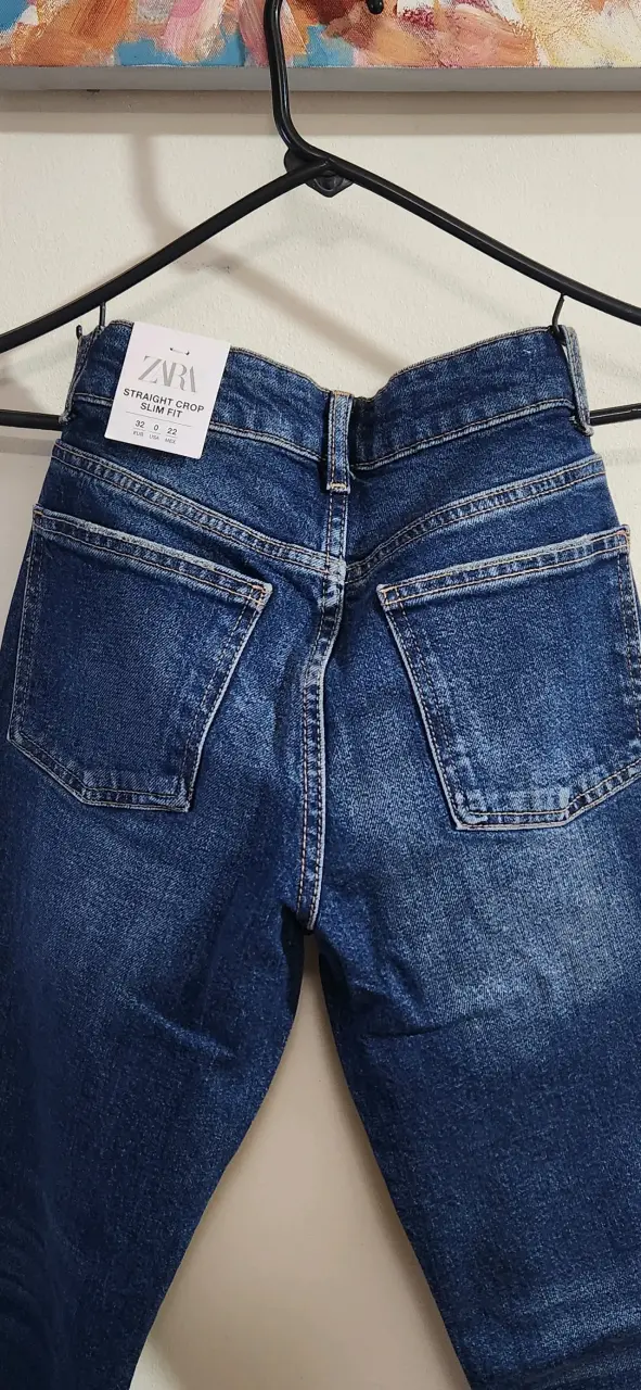 Jeans Zara Straight Crop Slim Fit Talla 32 - 4