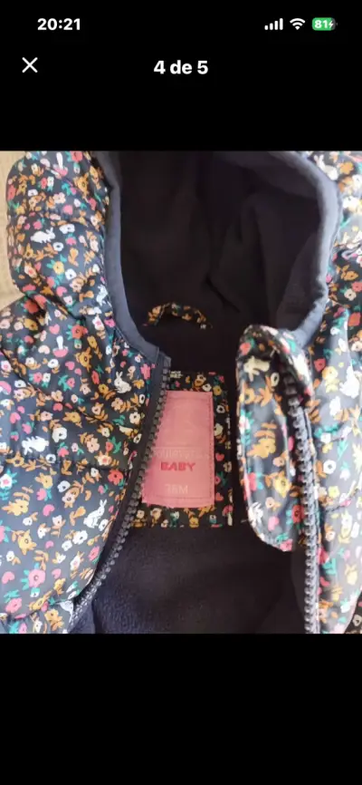 Chaqueta acolchada floral para bebé - miniatura 2