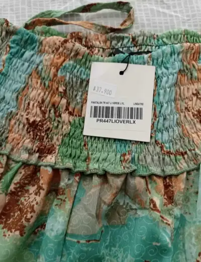 Pantalón palazzo estampado verde y marrón - miniatura 4