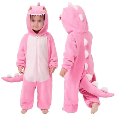 Disfraz de dinosaurio rosa para niños - miniatura 1