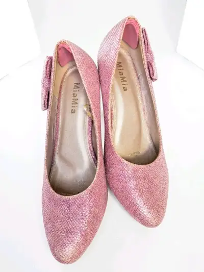 Zapatos de fiesta rosados con lazo MiaMia - miniatura 1