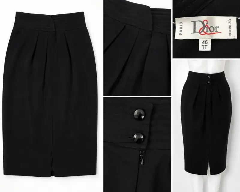 Falda lápiz negra Dior de lana