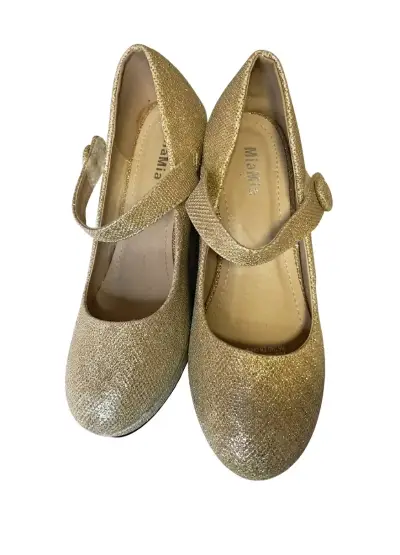 Zapatos dorados de fiesta para niña con correa - miniatura 1