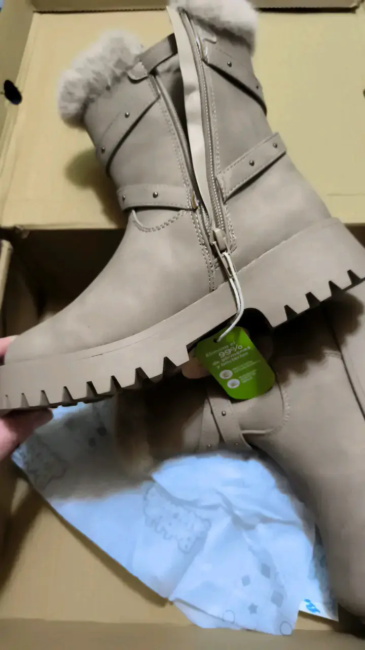 Botas de invierno beige con forro de piel - 2