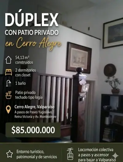Dúplex con patio privado en Cerro Alegre, Valparaíso - miniatura 1