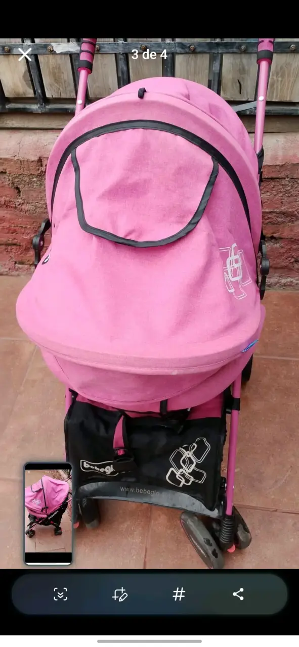 Coche Bebeglo rosa con plástico para lluvia - 3
