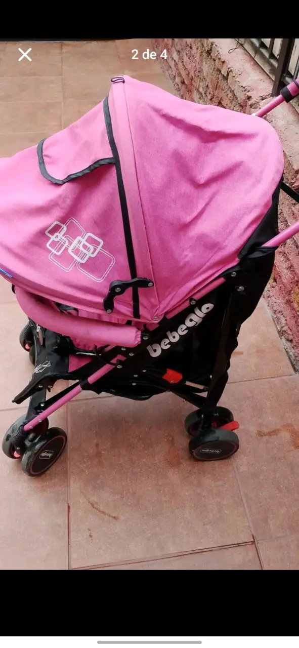Coche Bebeglo rosa con plástico para lluvia - 4