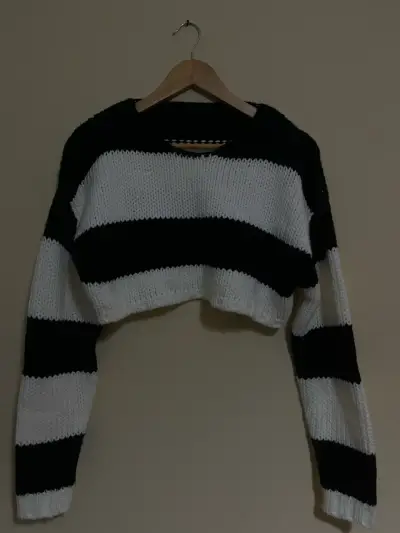 Suéter de rayas blanco y negro para mujer - miniatura 1