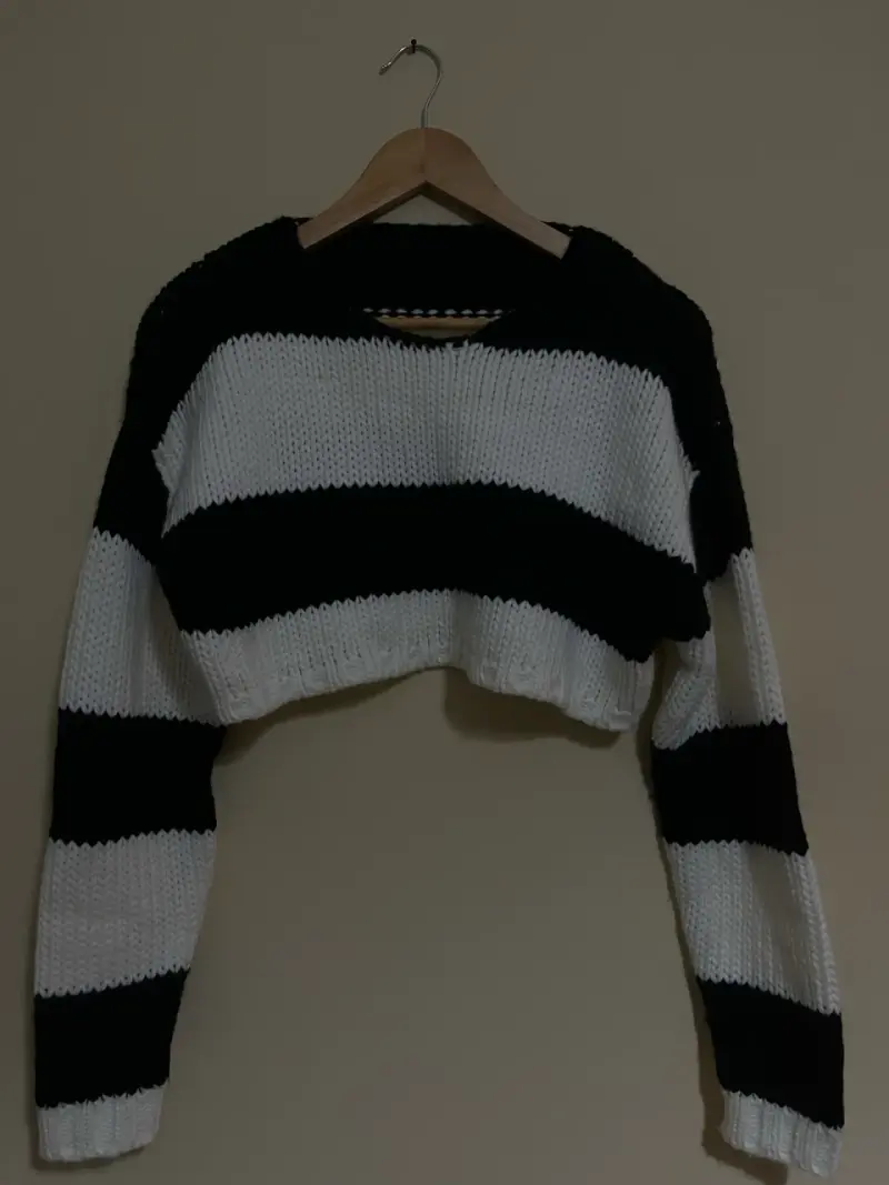 Suéter de rayas blanco y negro para mujer - 2