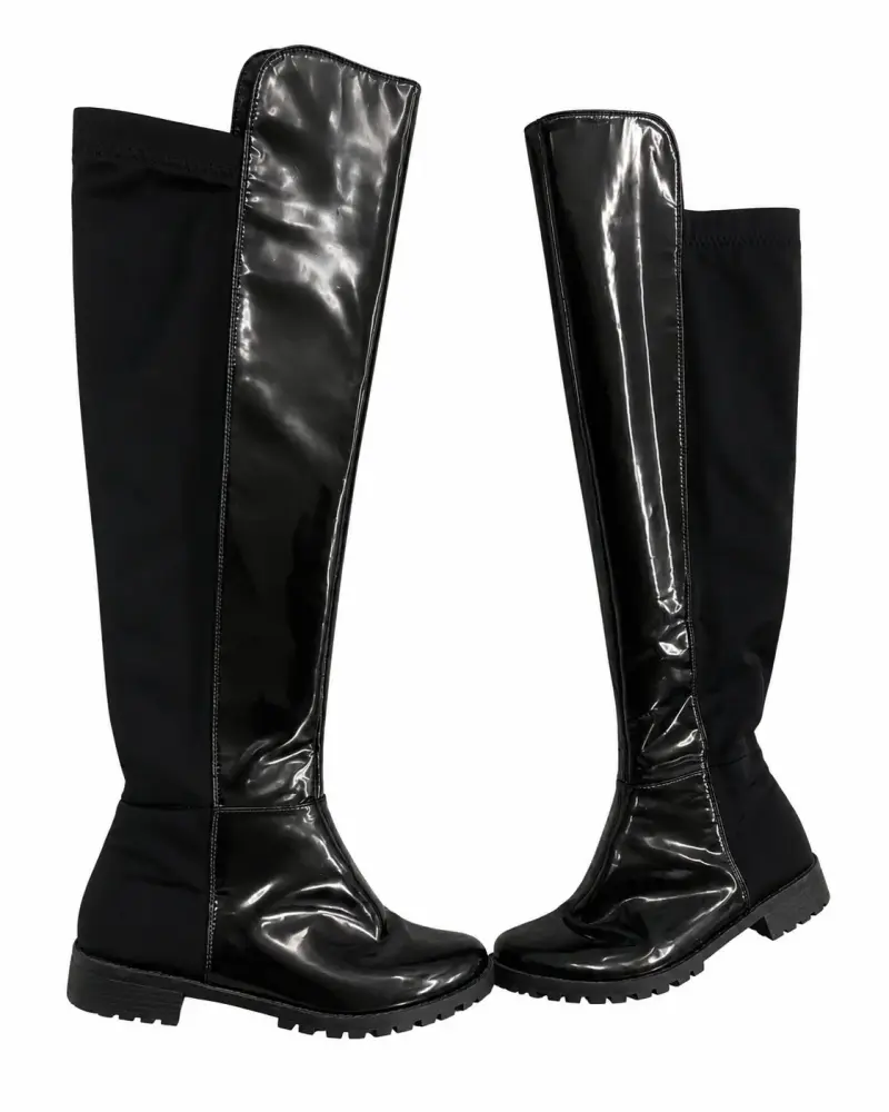 Botas negras altas de charol para mujer - 2