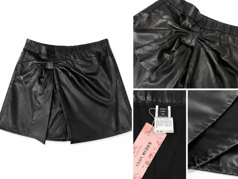 Falda corta negra cuerina - 2