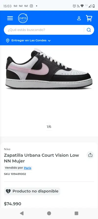 Zapatillas Nike Court Vision Low Mujer Negro y Blanco - miniatura 6