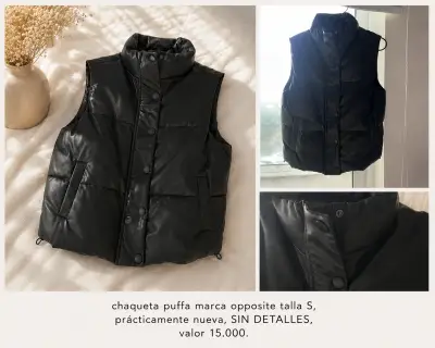 Chaleco Puffa Negro Marca Opposite Talla S - miniatura 1