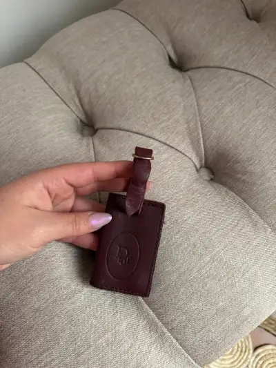 Etiqueta de equipaje de cuero Christian Dior burdeos - miniatura 1