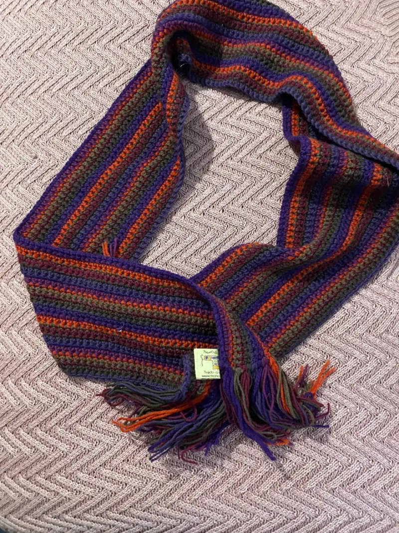 Bufanda de lana tejida a mano multicolor - 4