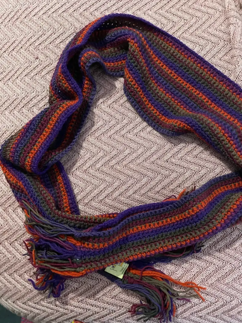 Bufanda de lana tejida a mano multicolor - 5