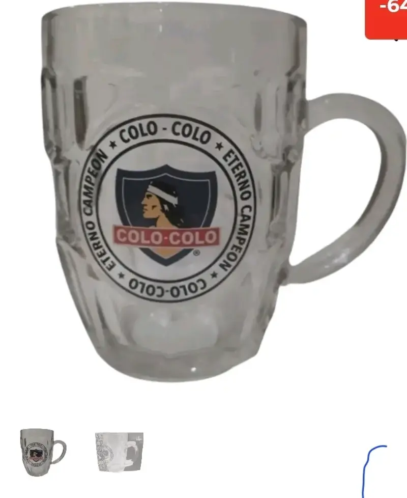 Vaso de vidrio Colo-Colo con diseño grabado - 2