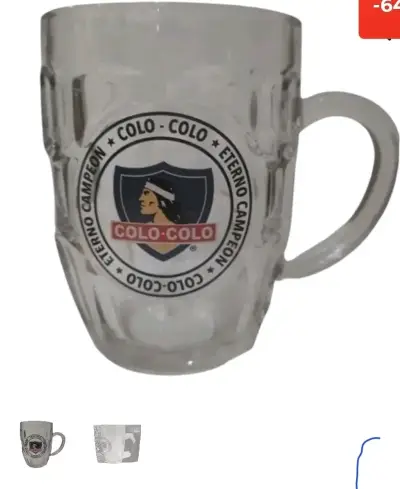Vaso de vidrio Colo-Colo con diseño grabado - miniatura 2