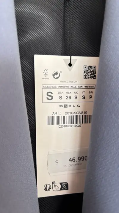 Blazer cropped azul pizarra Zara para mujer nuevo - miniatura 5