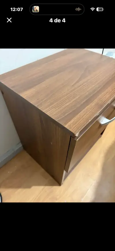 Velador de madera con cajón y estante - miniatura 3