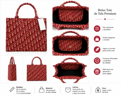 Bolso tote de tela premium rojo elegante - miniatura 1