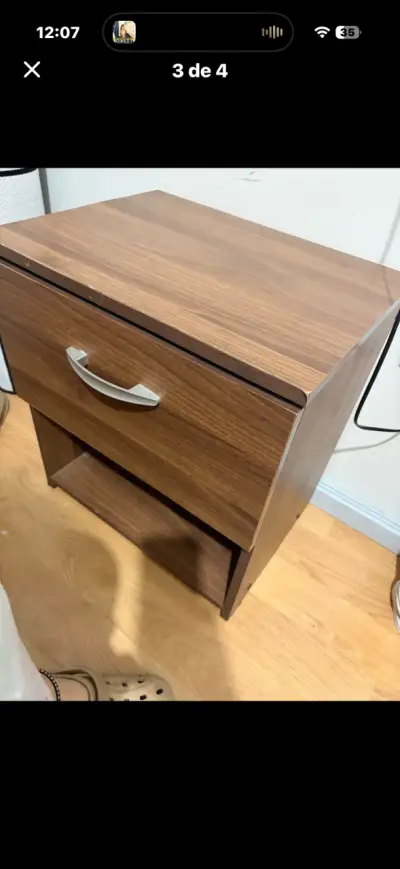 Velador de madera con cajón y estante - miniatura 4