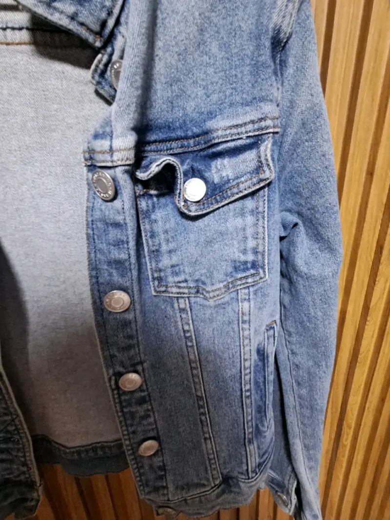 Chaqueta de mezclilla azul para mujer - 2