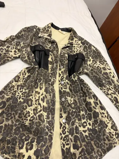 Chaqueta animal print con detalles de cuero Americano - miniatura 1