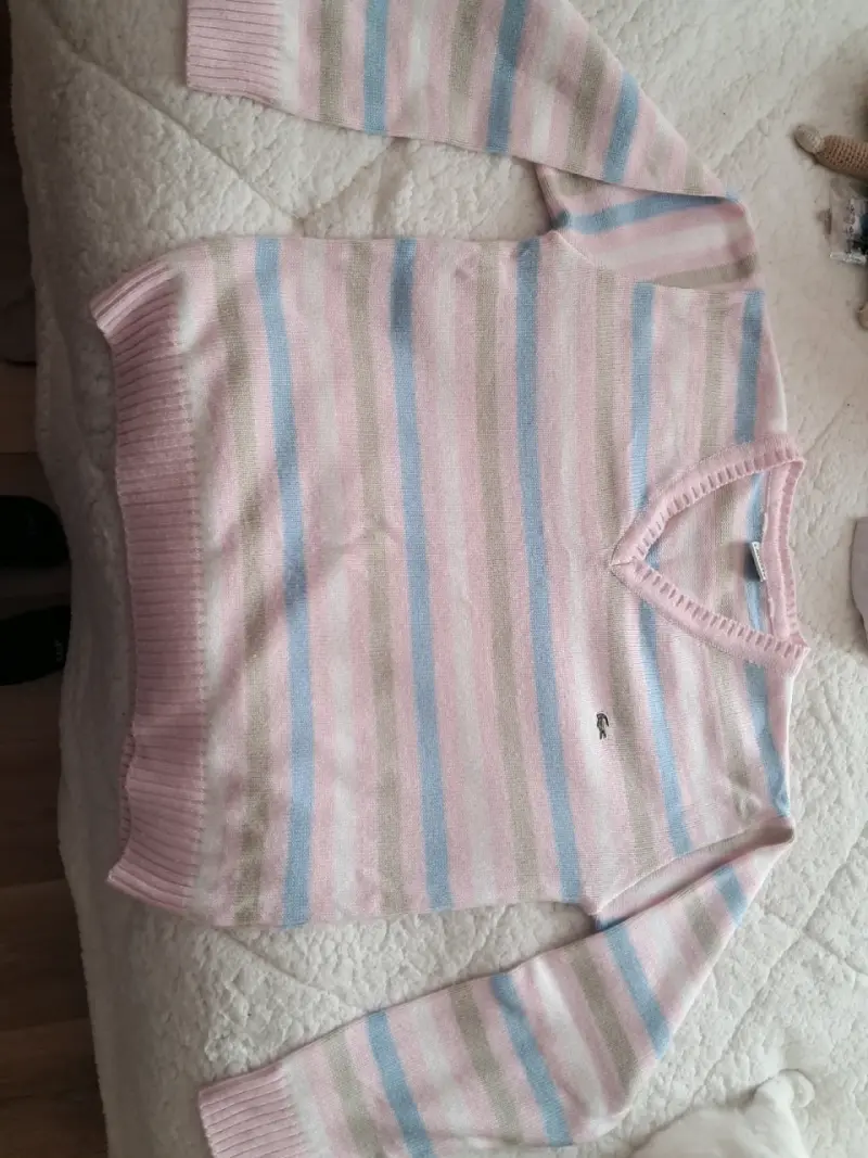 Suéter Lacoste a rayas pastel para mujer - 1