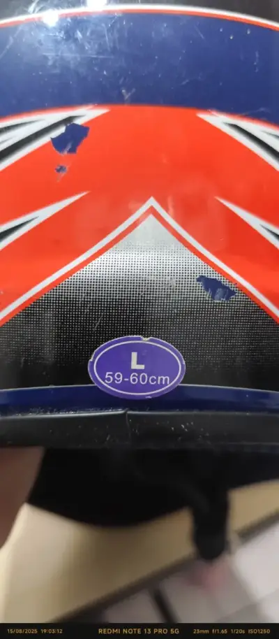 Casco de motocross azul y rojo talla L - miniatura 1