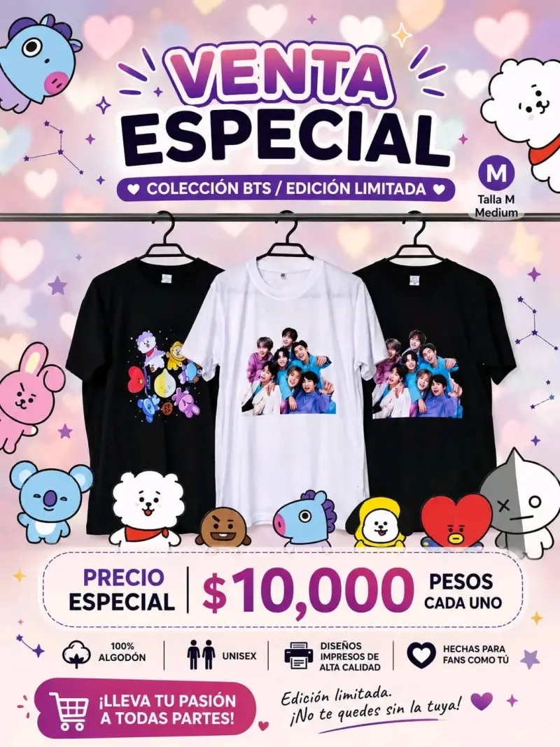 Pack de Llaveros y Poleras BTS Edición Limitada - 2