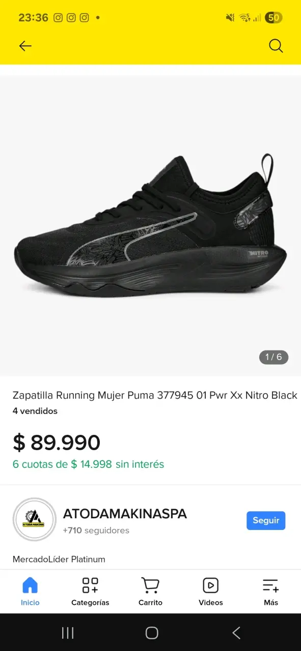 Zapatillas Running Mujer Puma Nitro Negras - 2
