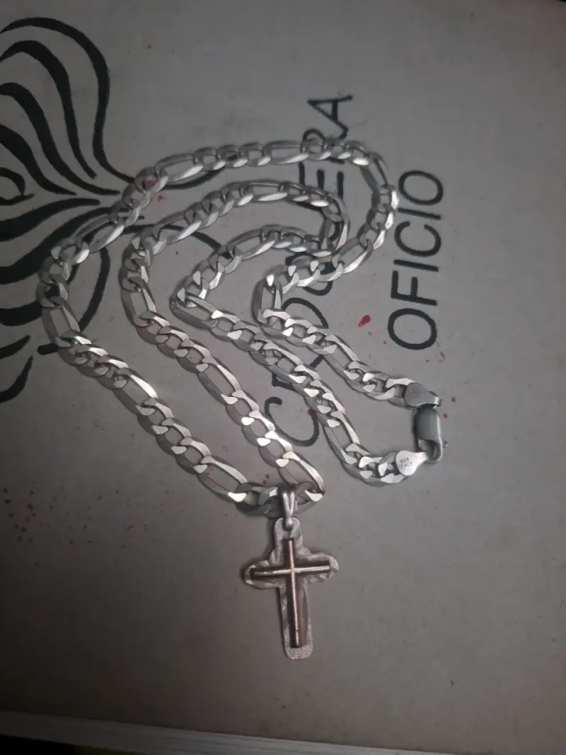 Cadena de plata 925 con cruz colgante plata y oro - 1