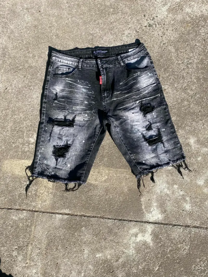 Shorts de mezclilla desgastados para hombre - 3