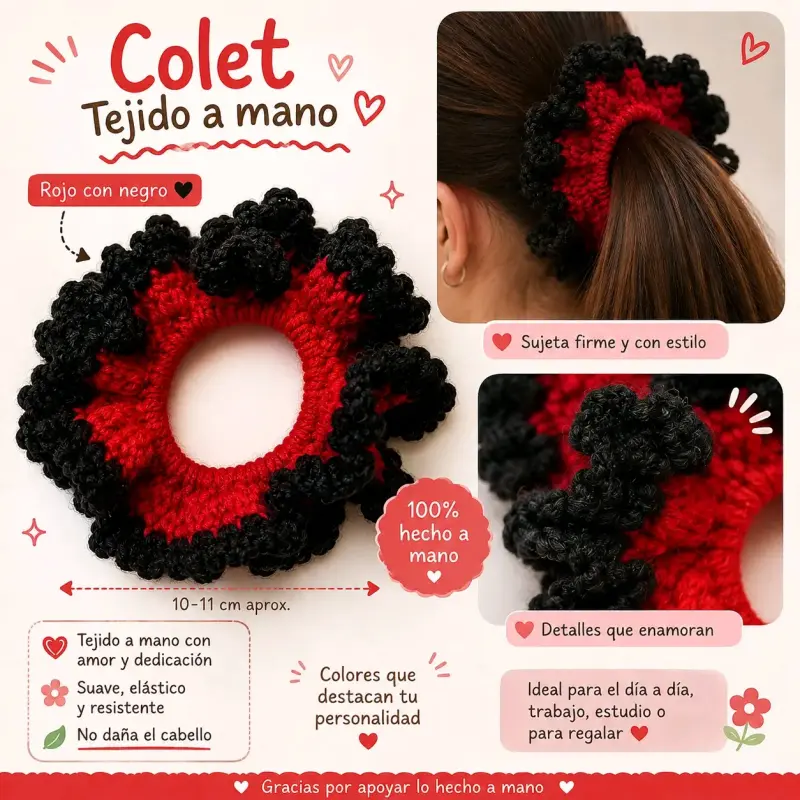Colet tejido a mano con cuentas decorativas - 3